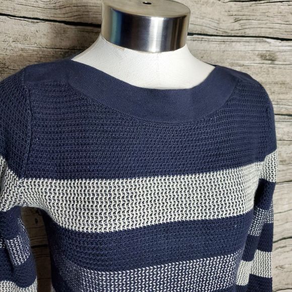 Market & Spruce Blue/White Long Sleeve Striped Sweater Size XS NWT - Picture 2 of 9